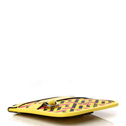 Versace Coated Canvas Calfskin La Greca Modular Zip Pouch Yellow Pink 4 of 9
