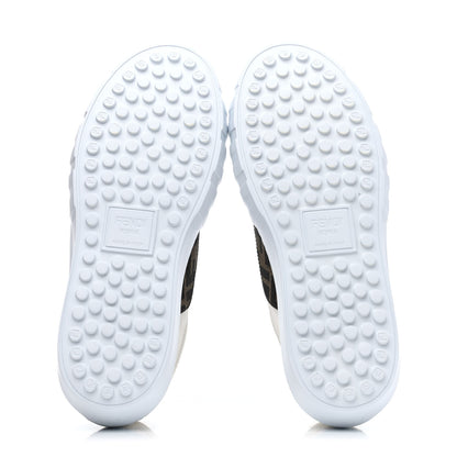 Fendi Fabric Jacquard Vitello Technical Fabric FF Womens Fendi Force Low Top Sneakers 38 Tobacco Black Ultrawhite White 4 of 4