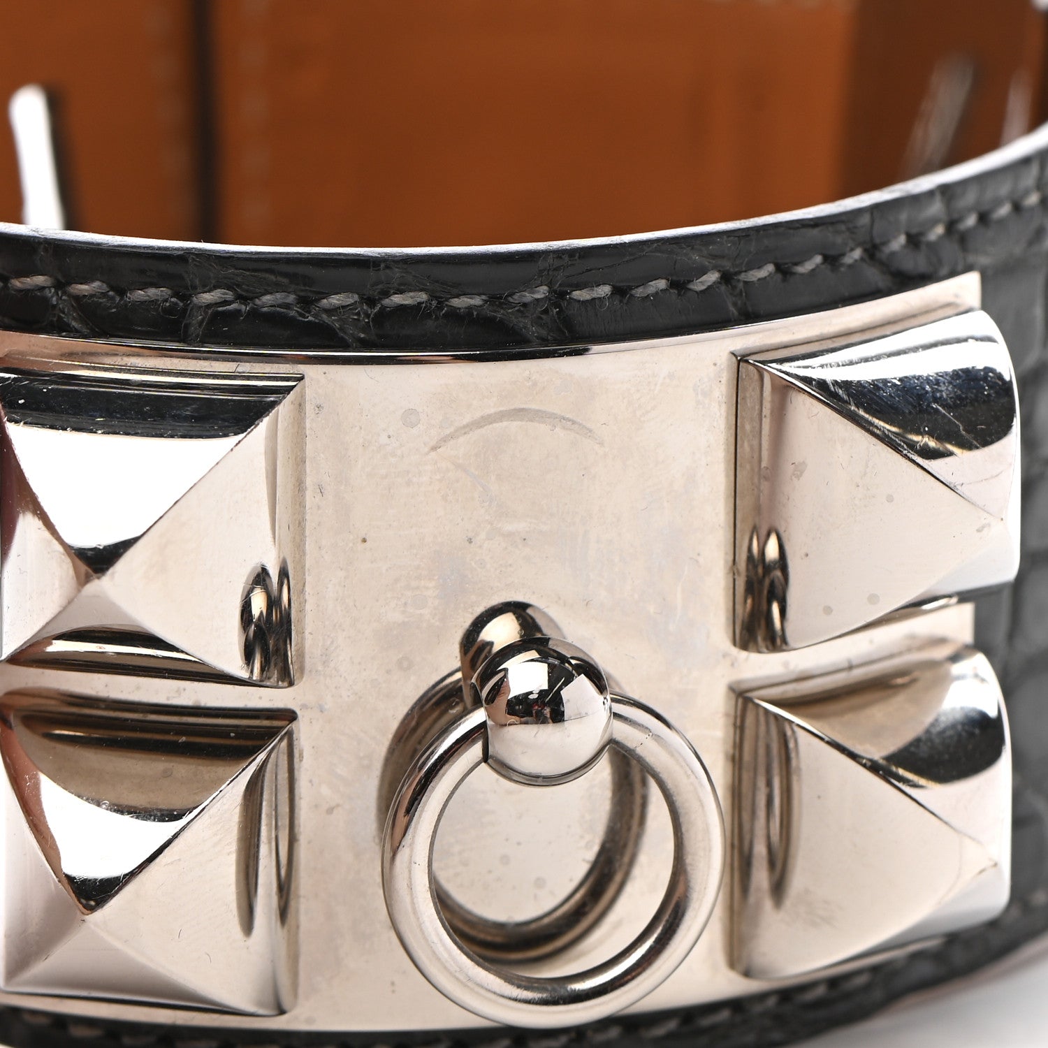 Hermes Shiny Alligator Collier de Chien CDC Bracelet S Graphite 9 of 10