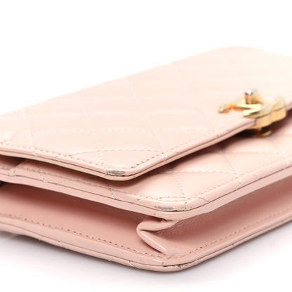 Chanel Calfskin Quilted Perfect FIt Wallet On Chain WOC Light Pink 10 of 12