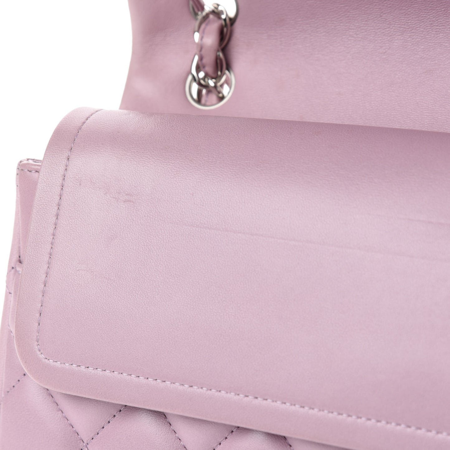 Lambskin Quilted Jumbo Double Flap Light Pink