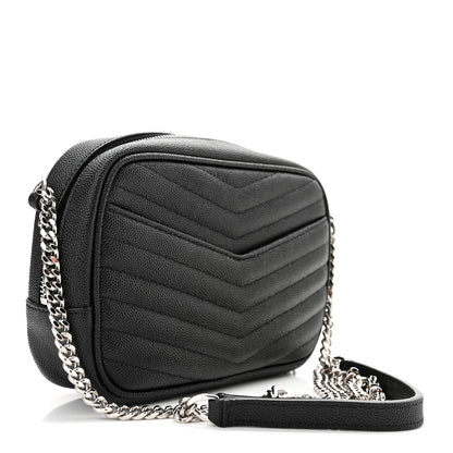 Saint Laurent Grain De Poudre Matelasse Monogram Mini Lou Camera Bag Black 3 of 11