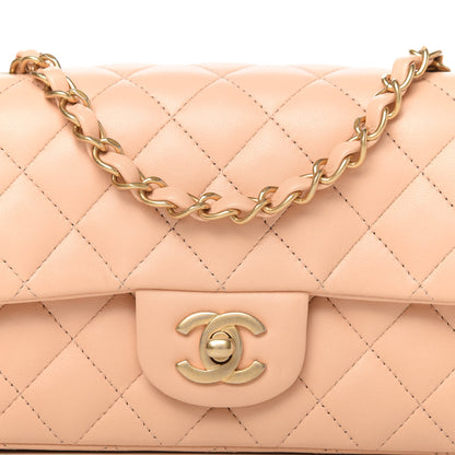 Chanel Lambskin Quilted Mini Rectangular Flap Beige 10 of 12
