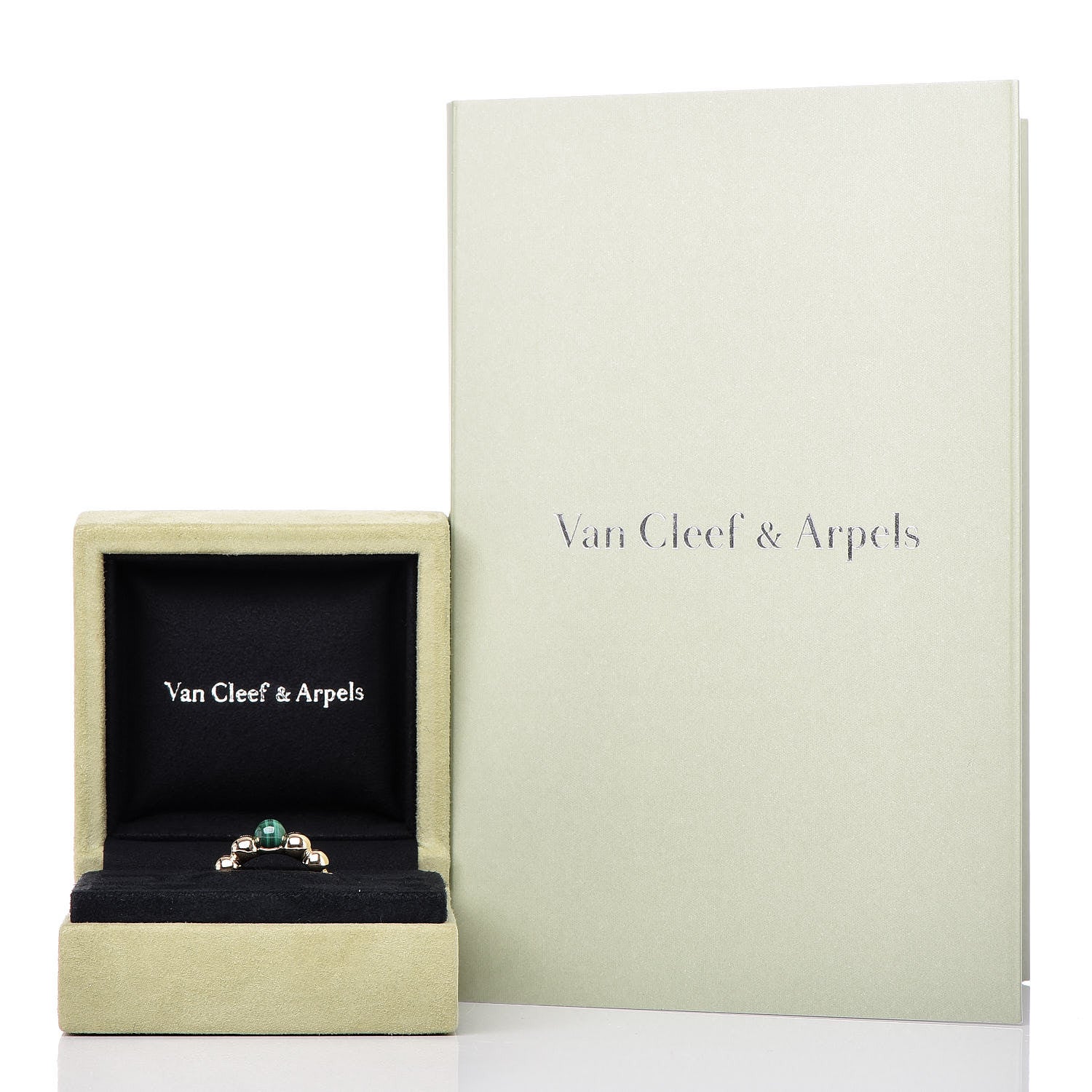 Van Cleef & Arpels 18K Yellow Gold Malachite Perlee Couleurs Ring 52 6 7 of 7