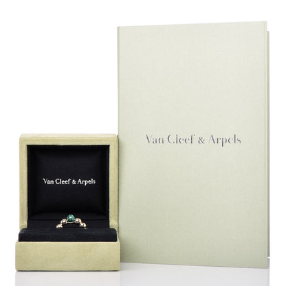 Van Cleef & Arpels 18K Yellow Gold Malachite Perlee Couleurs Ring 52 6 7 of 7