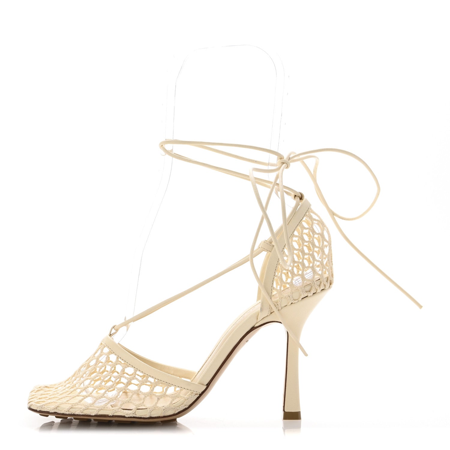 Bottega Veneta Mesh Nappa Stretch Ankle Tie Sandals 37.5 Toile 1 of 9