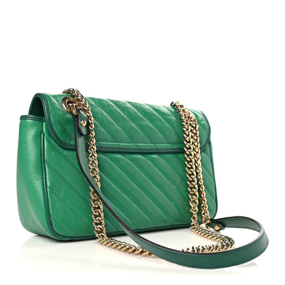 Gucci Azalea Calfskin Enamel Matelasse Diagonal Small Torchon GG Marmont Shoulder Bag New Shamarock Emerald 3 of 10