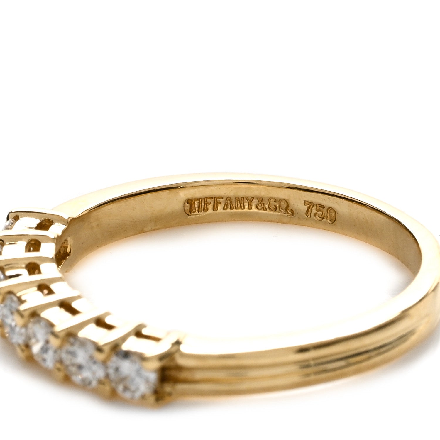 Tiffany 18K Yellow Gold Diamond 3mm Half Circle Embrace Band Ring 50 5.5 3 of 3