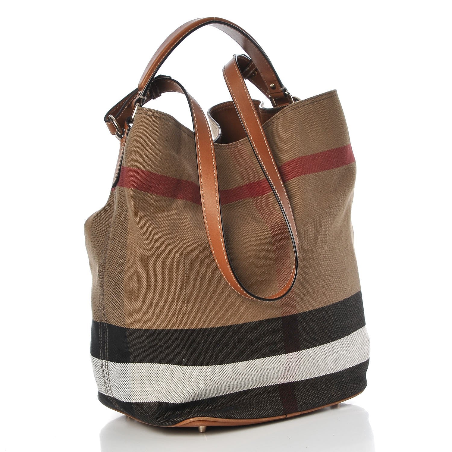 Burberry Canvas Mega Check Medium Ashby Hobo Saddle Brown 4 of 9
