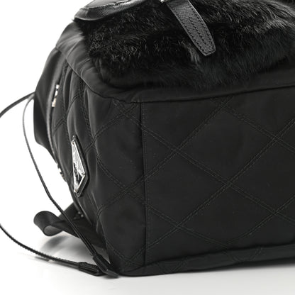 Prada Impunture Tessuto Rabbit Fur Backpack Black 7 of 8