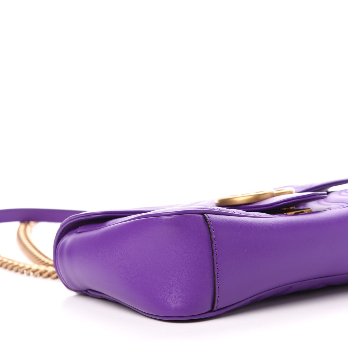 Calfskin Matelasse Small GG Marmont Shoulder Bag Shine Purple