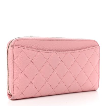 Chanel Caviar Quilted Large Gusset Zip Around Wallet Light Pink 3 of 9