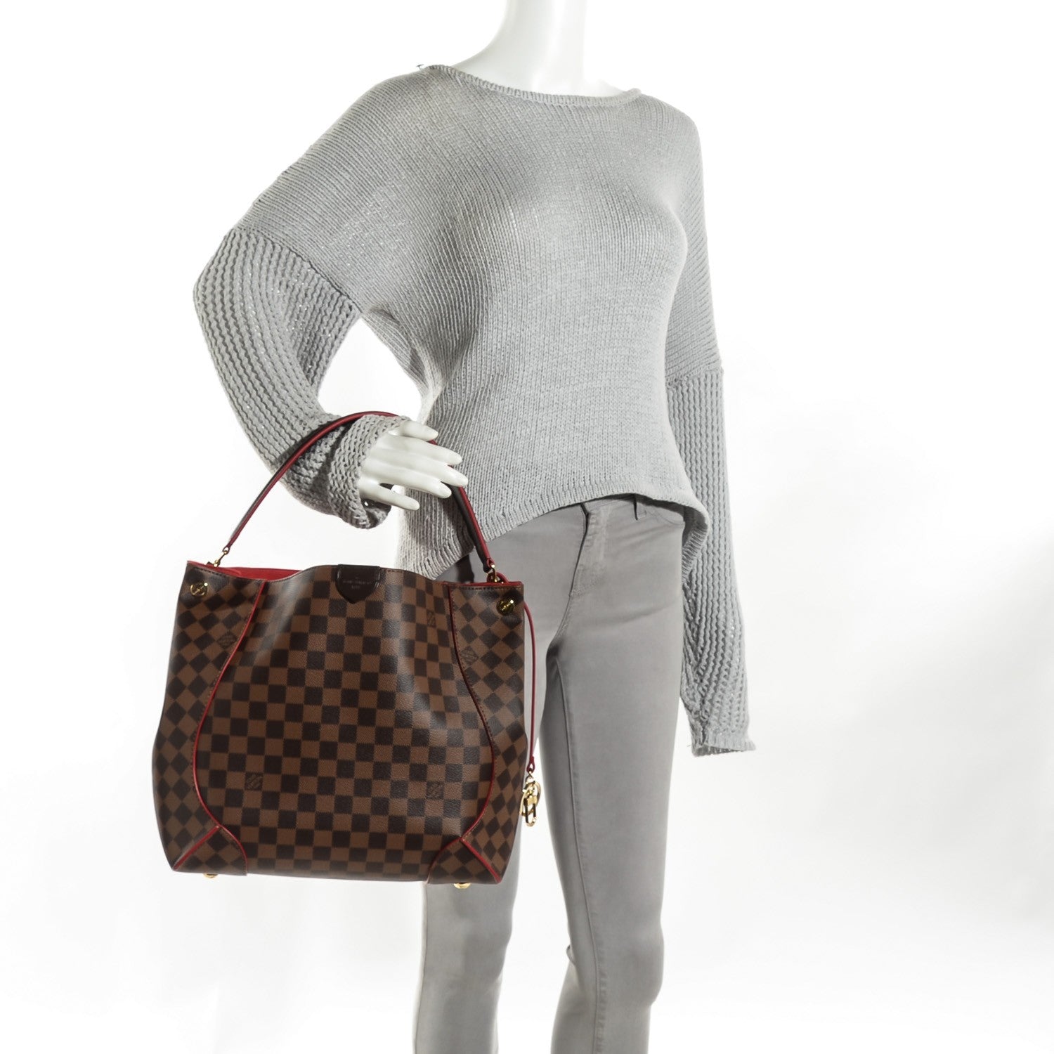 Louis Vuitton Damier Ebene Caissa Hobo Cherry 2 of 8