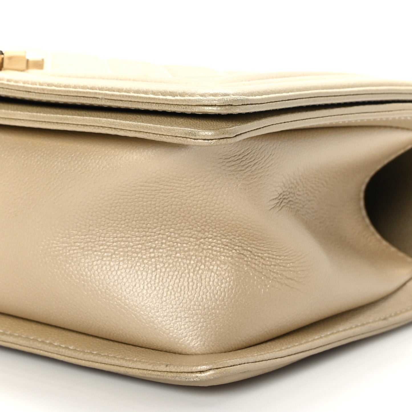 Metallic Caviar Quilted Medium Boy Flap Light Gold