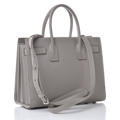 Saint Laurent Grained Calfskin Topstich Baby Sac De Jour Grey 3 of 15