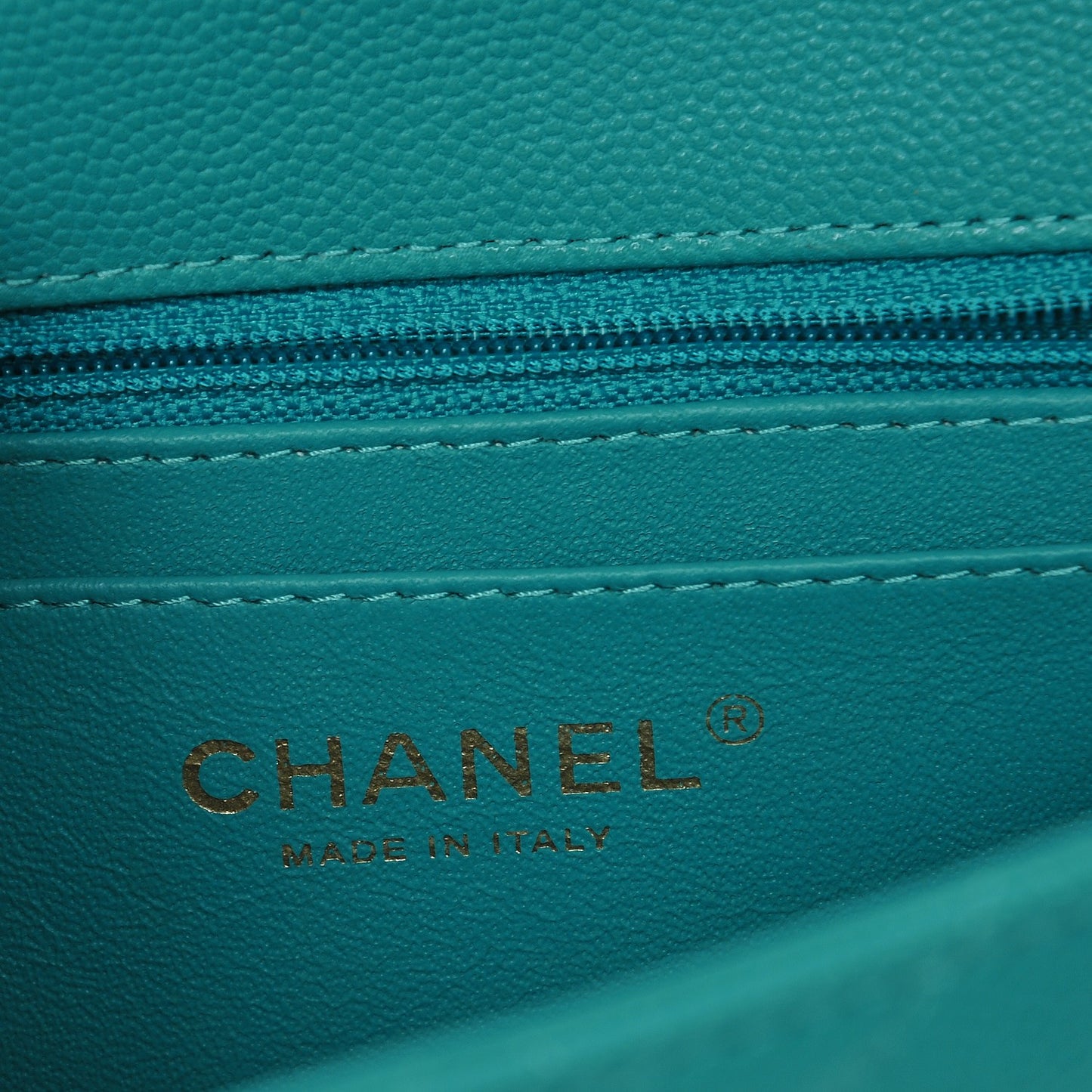 Caviar Quilted Mini Square Flap Turquoise