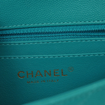 Chanel Caviar Quilted Mini Square Flap Turquoise 6 of 8