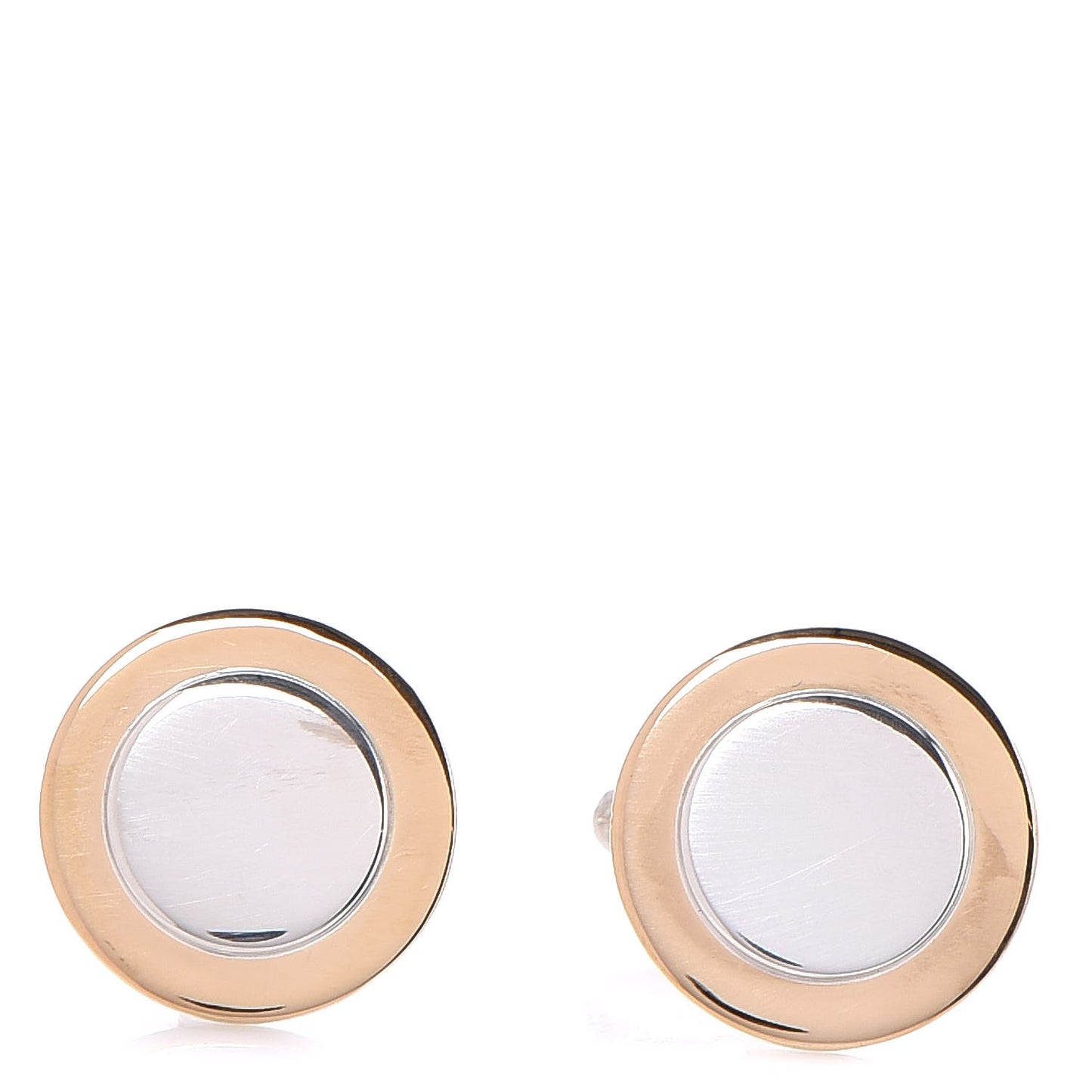 18K Yellow Gold Sterling Silver Circle Cufflinks