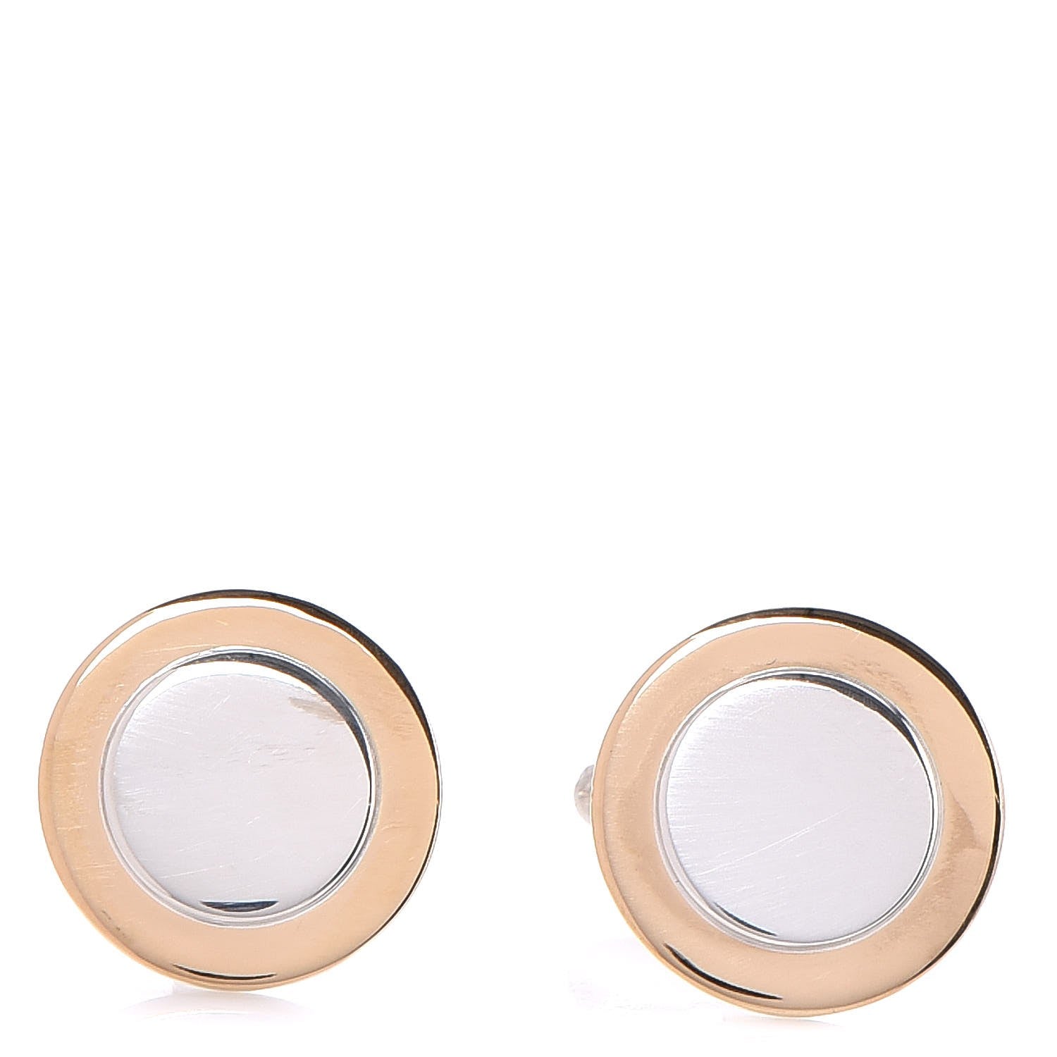 Tiffany 18K Yellow Gold Sterling Silver Circle Cufflinks 1 of 5