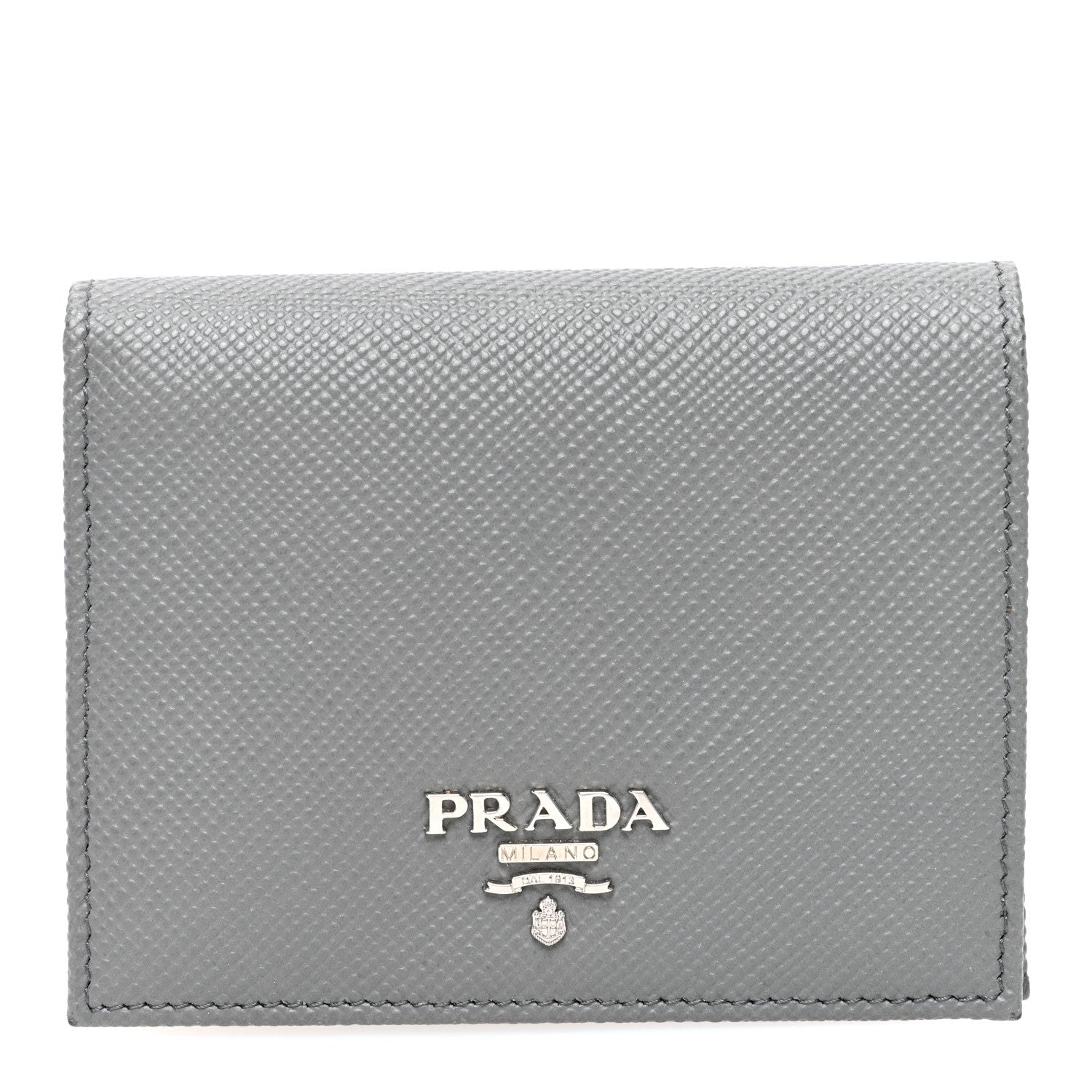 Prada Saffiano Metal Compact Snap Bi-Fold Wallet Marmo 1 of 6