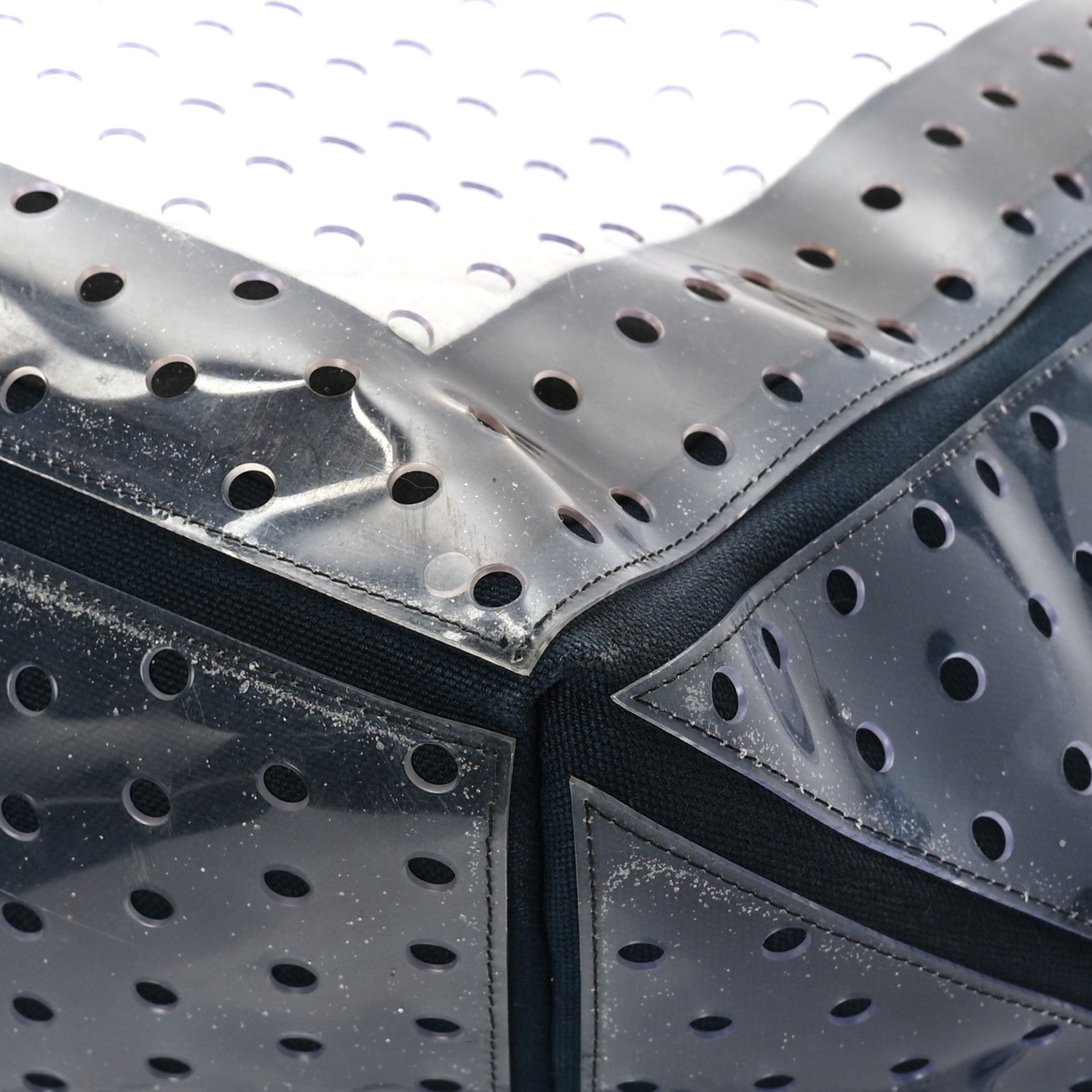 Chanel Canvas Vinyl Perforated CC Tote White Black Dark Navy 11 of 11