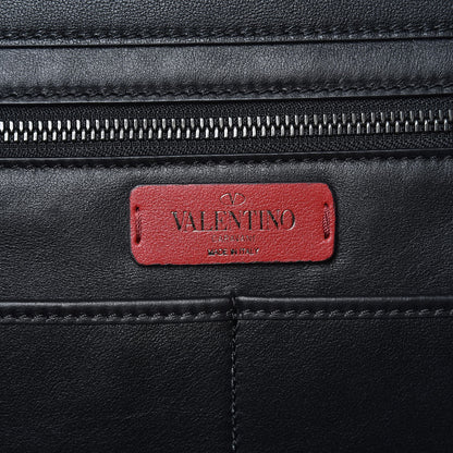Valentino Garavani Calfskin Chevron Medium Rockstud Tote Light Ivory Black 8 of 9