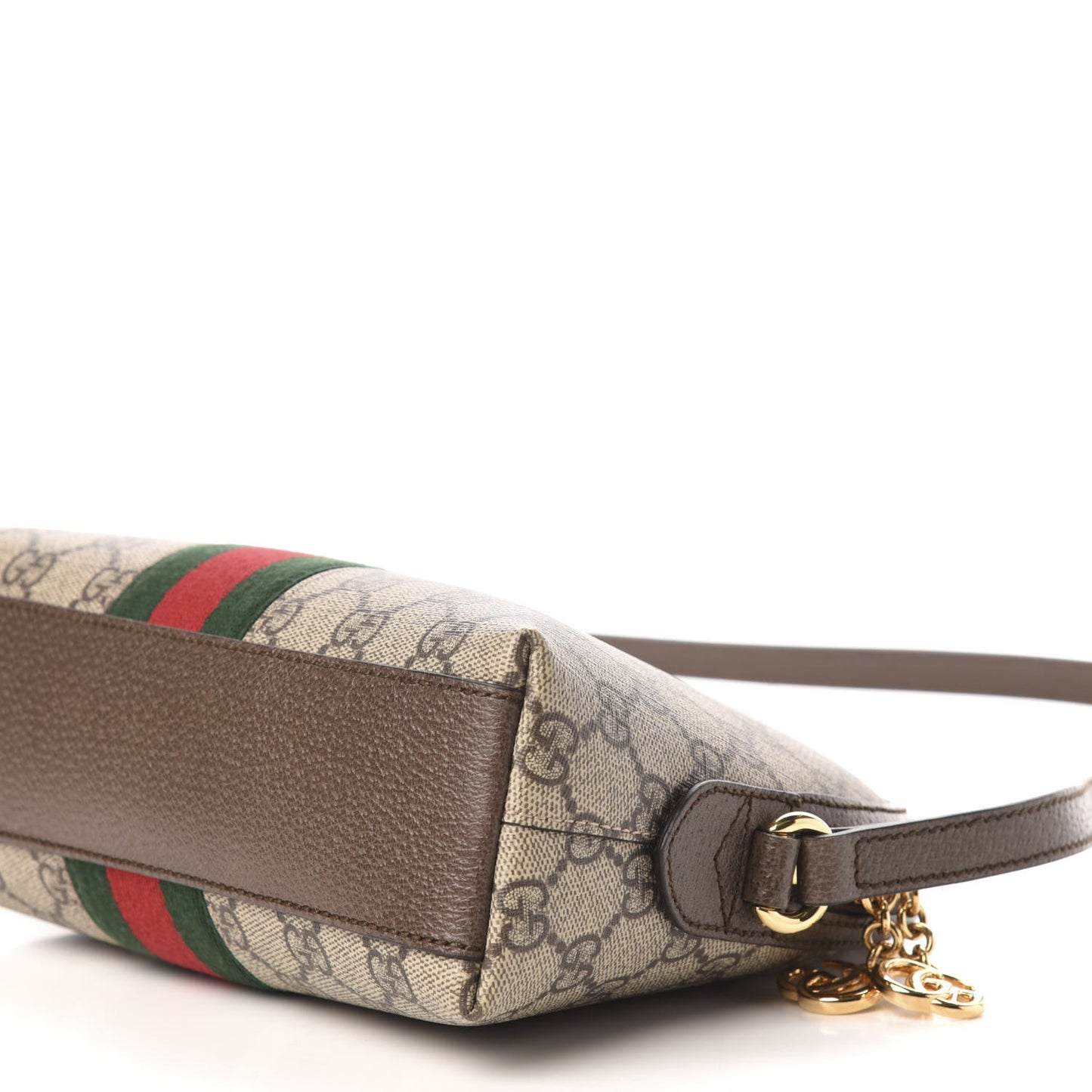 GG Supreme Monogram Textured Dollar Calfskin Web Small Ophidia Dome Shoulder Bag Beige Ebony New Acero