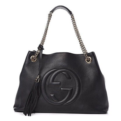 Gucci Pebbled Calfskin Medium Soho Chain Shoulder Bag Black 1 of 11