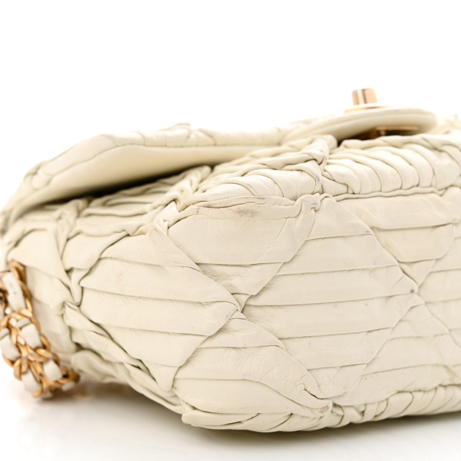 Chanel Pleated Calfskin Quilted Medallion Flap White 9 of 10