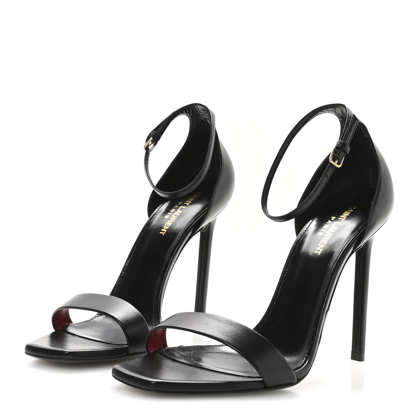 Calfskin Amber 105 Ankle Strap Sandals 40 Black