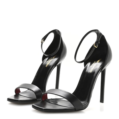 Saint Laurent Calfskin Amber 105 Ankle Strap Sandals 40 Black 4 of 9