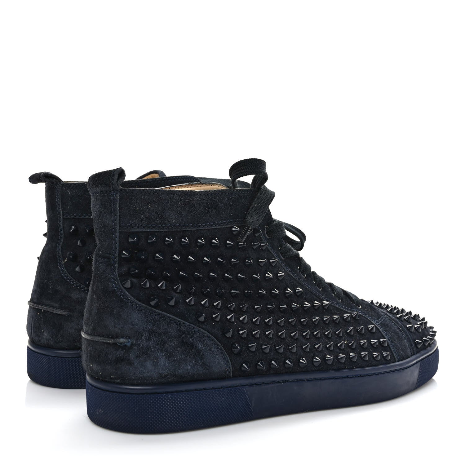 Christian Louboutin Veau Velours Mens Louis Orlato Flat Spikes Sneakers 46 Navy 4 of 8