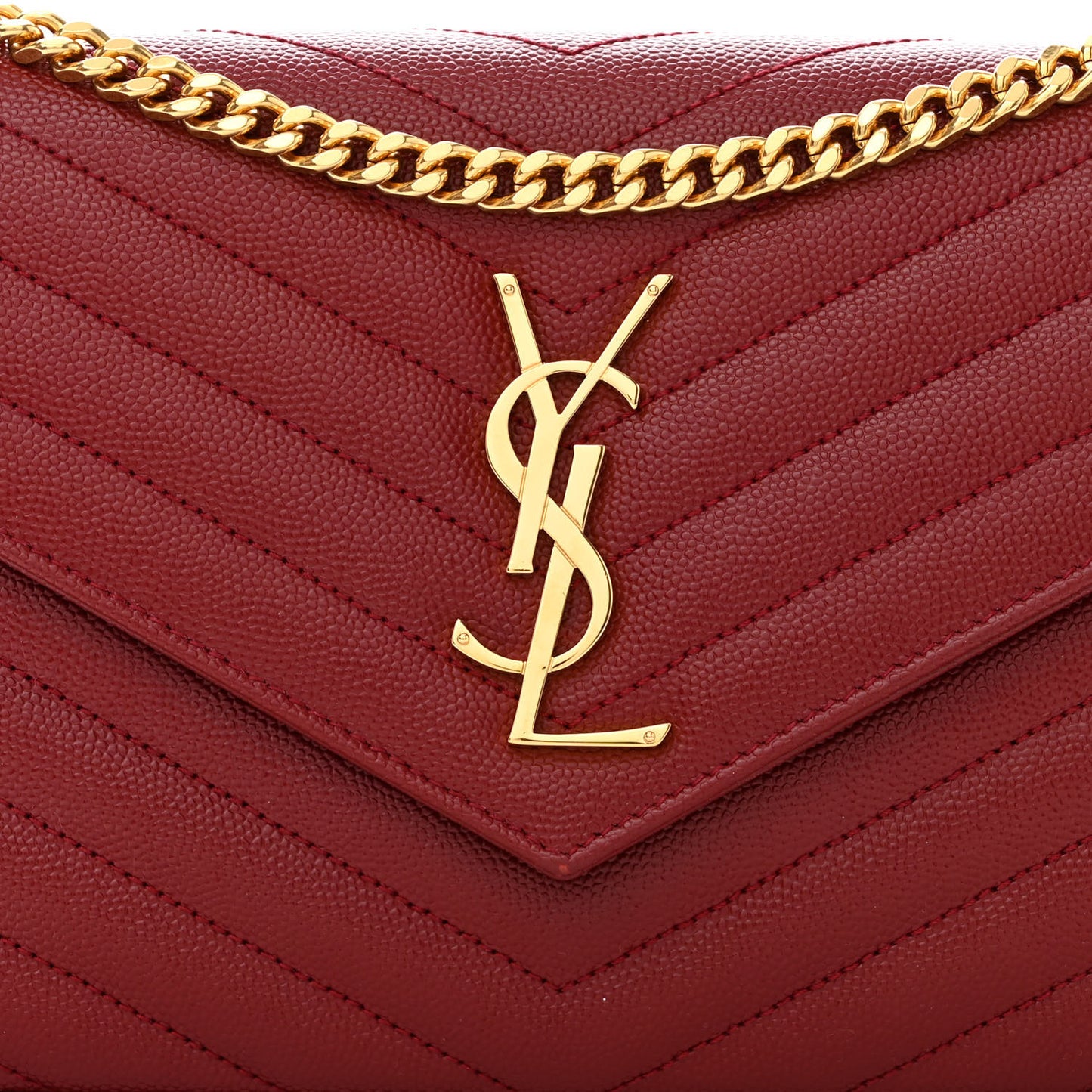 Grain De Poudre Matelasse Chevron Monogram Chain Wallet Opyum Red