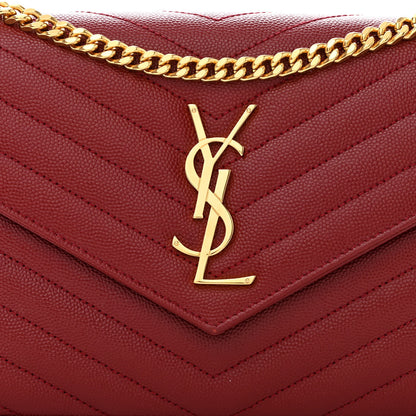 Saint Laurent Grain De Poudre Matelasse Chevron Monogram Chain Wallet Opyum Red 7 of 10