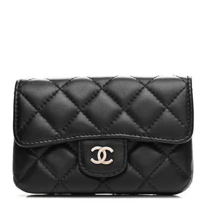 Chanel Lambskin Quilted Zip Card Holder Black 1 of 10