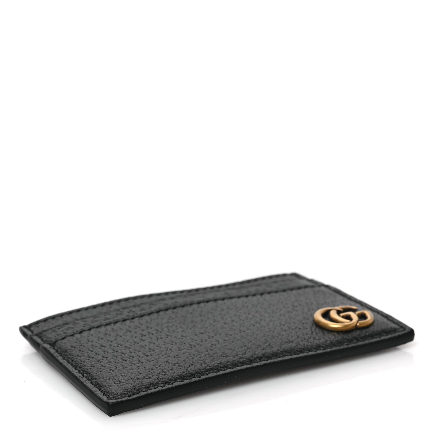 Calfskin Boar Effect GG Marmont Card Holder Black