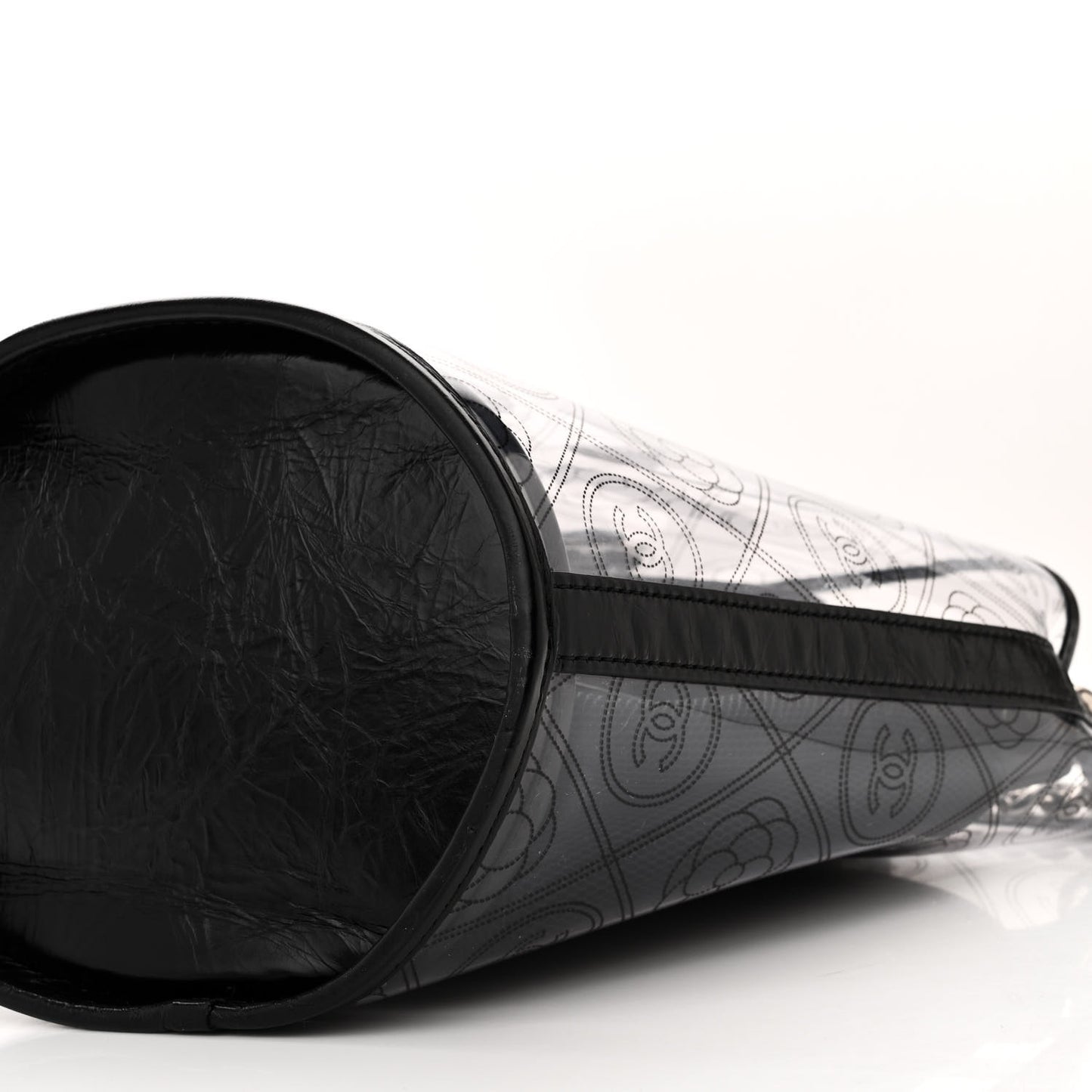 Crumpled Calfskin PVC Bucket Bag Black