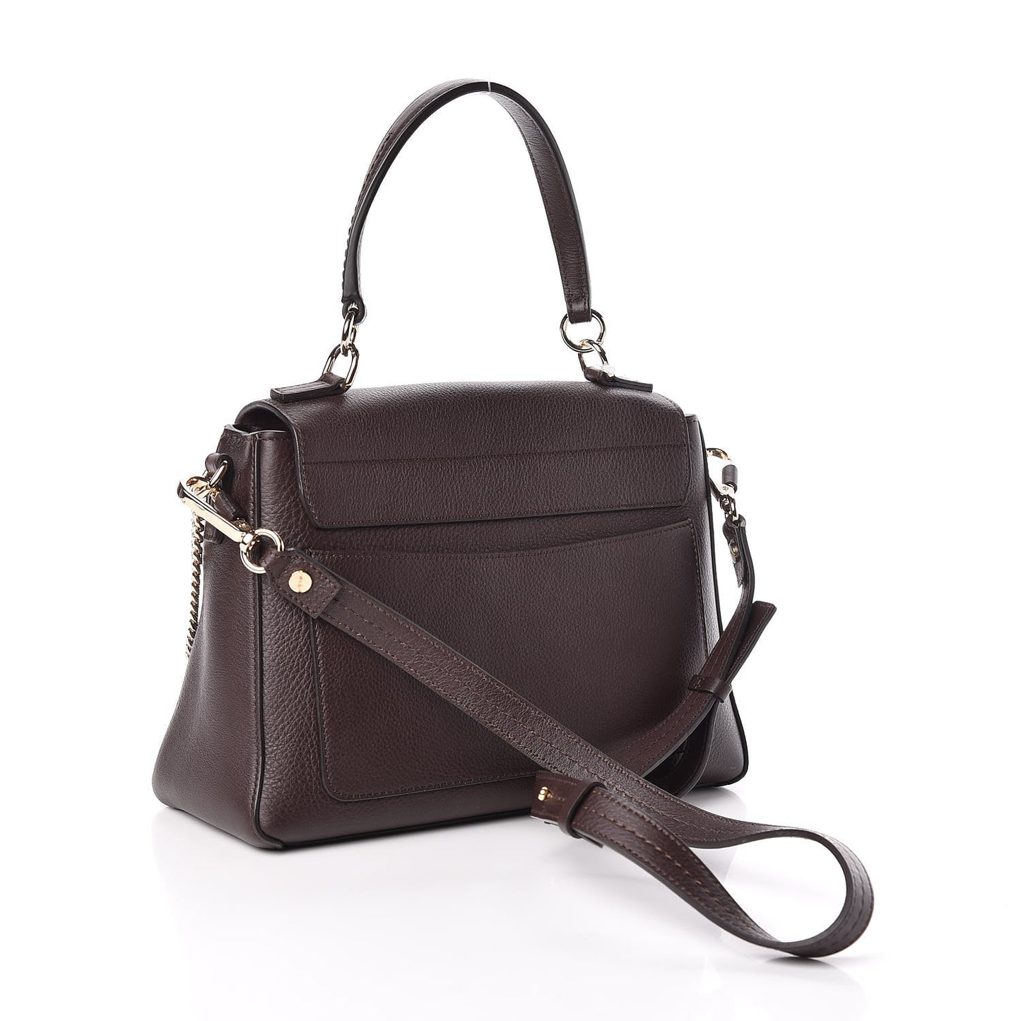 Calfskin Small Faye Day Shoulder Bag Carbon Brown