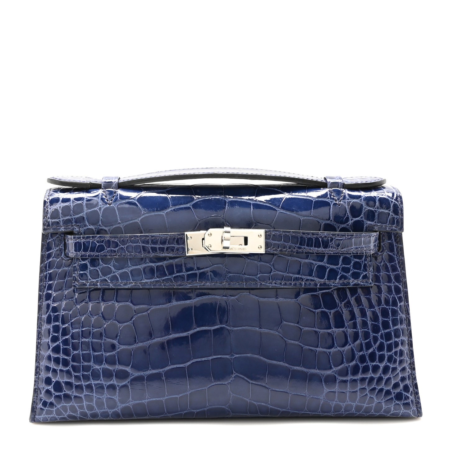 Shiny Alligator Kelly Pochette Bleu De Malte