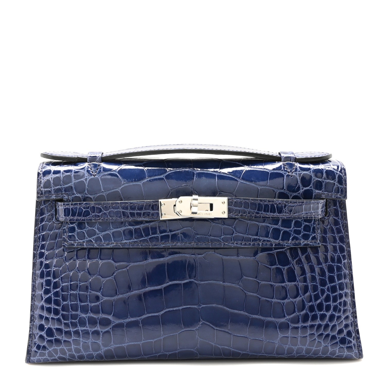 Hermes Shiny Alligator Kelly Pochette Bleu De Malte 1 of 11