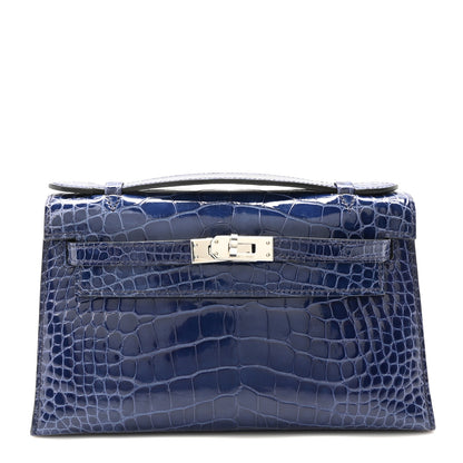 Hermes Shiny Alligator Kelly Pochette Bleu De Malte 1 of 11