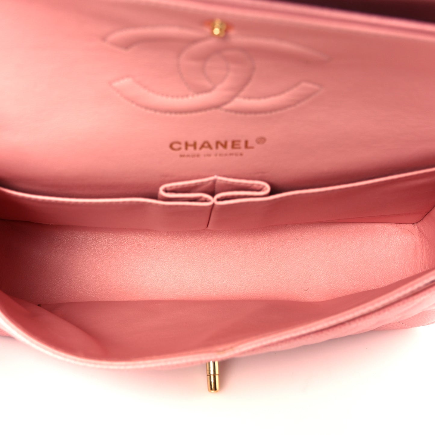Caviar Quilted Medium Double Flap Pink
