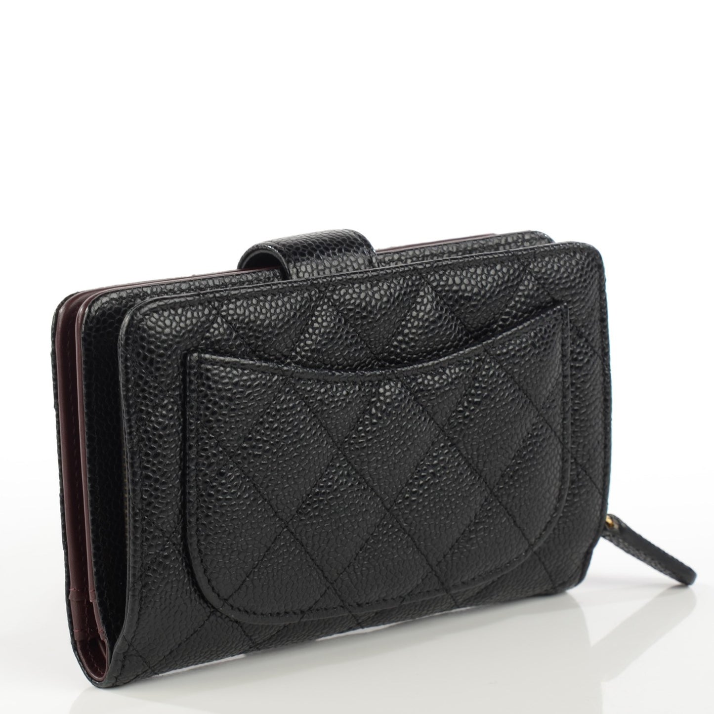 Caviar Quilted Zipped Pocket Wallet Black