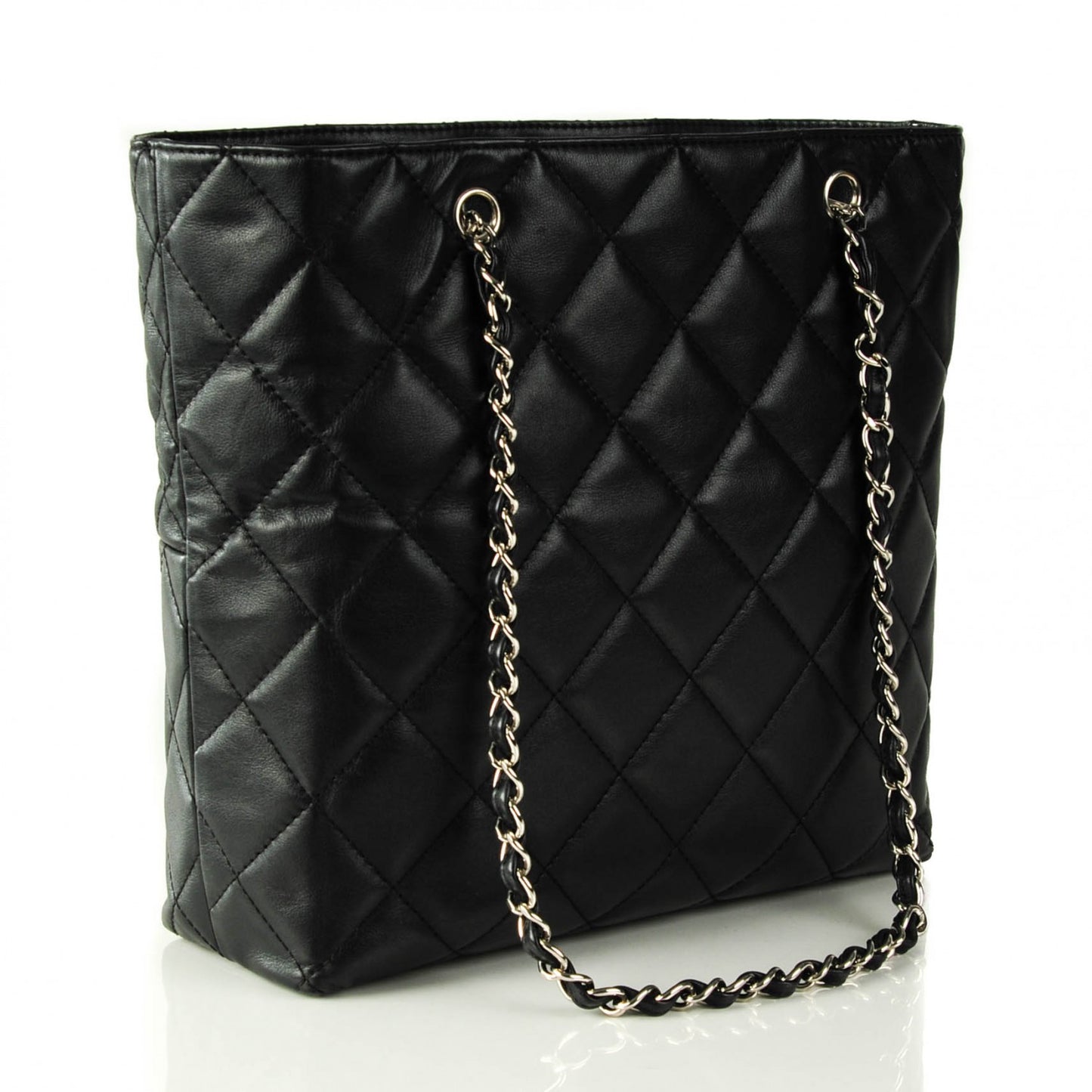 Calfskin Quilted In the Business North South Tote Black