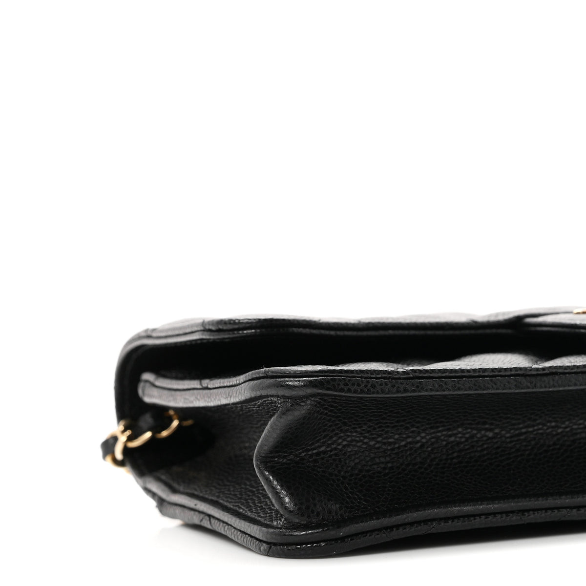 Caviar Quilted Flap Phone Holder With Chain Black