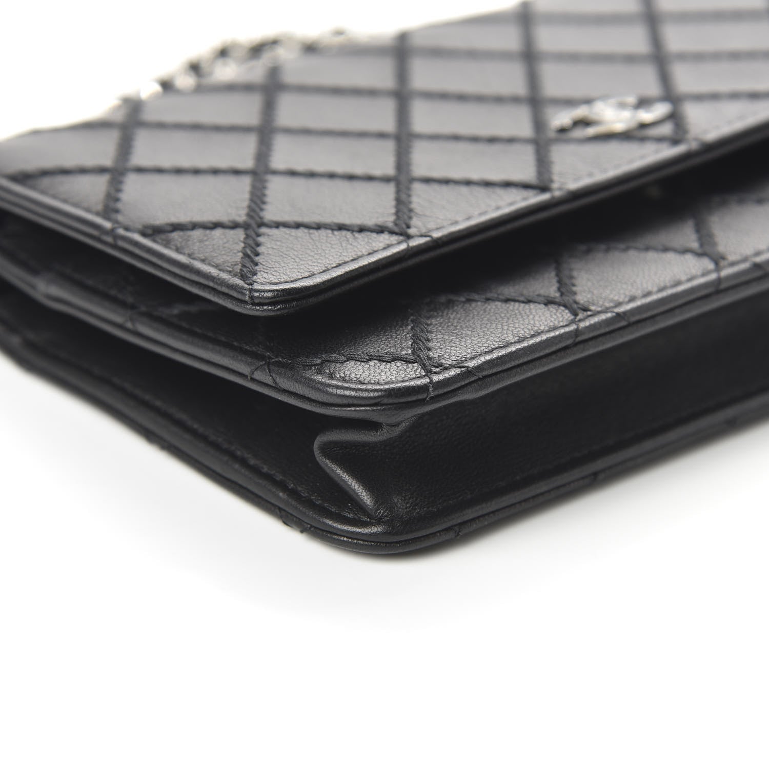 Chanel Calfskin Whipstitch Wallet On Chain WOC Black 6 of 12