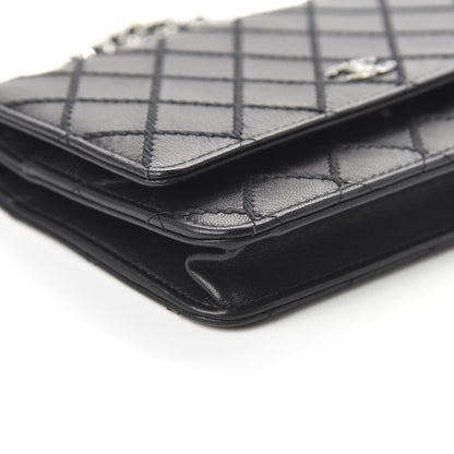 Chanel Calfskin Whipstitch Wallet On Chain WOC Black 6 of 12