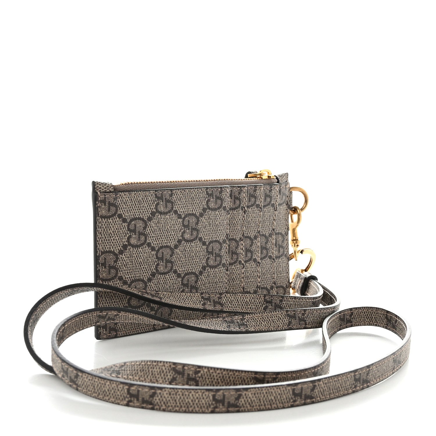 Gucci X BALENCIAGA GG Supreme Monogram Logo Card Case With Strap Beige Ebony 3 of 10