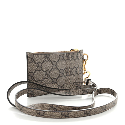 Gucci X BALENCIAGA GG Supreme Monogram Logo Card Case With Strap Beige Ebony 3 of 10