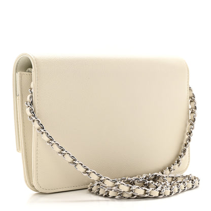 Chanel Caviar Sevruga Wallet on Chain WOC White 3 of 12